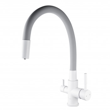 PL4461-8/3 Смеситель для кухни с подключением фильтра питьевой воды,белый/серый