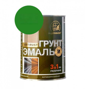 Грунт-эмаль 3в1 ПАРИЖСКАЯ ЗЕЛЕНЬ 0,9кг ускоренной сушки (14шт) Радугамалер