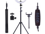 Camelion KD-810F С02 LED (свет-к кольцев. 10 Вт, подставка для смартфона, напольн.на штативе)