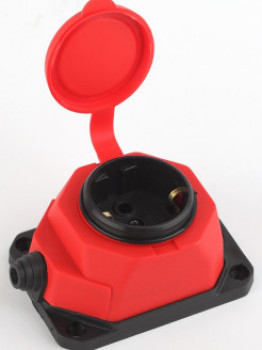 Колодка удлинителя 1-м с заземл. 16А IР44 K-1c-RED-IP44 каучук красн. Эра Б0044550