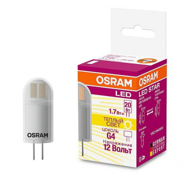 Лампа светодиодная LED Star PIN20 1.7W/827 1.7Вт матовая 2700К тепл. бел. G4 200лм 12В пластик. (зам