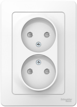 Розетка 2-м СП Blanca 16А IP20 250В без заземл. без защ. шторок бел. SchE BLNRS000021
