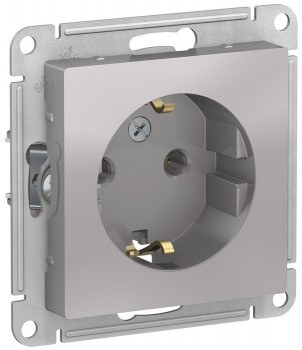 Механизм розетки 1-м СП AtlasDesign 16А IP20 с заземл. алюм. SchE ATN000343