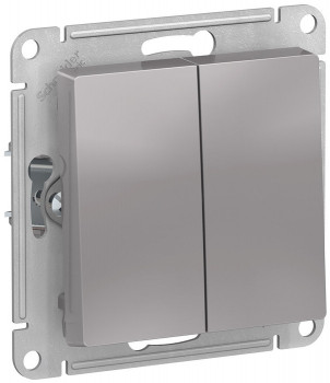 Механизм выключателя 2-кл. СП AtlasDesign 10А IP20 (сх. 5) 10AX алюм. SchE ATN000351
