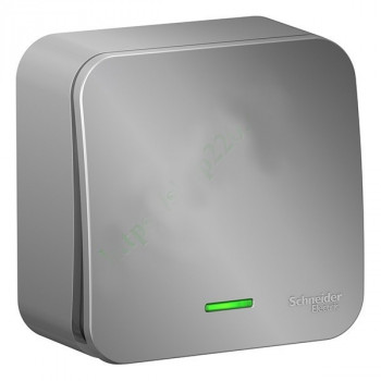 Переключатель проходной 1-кл. ОП Blanca 10А IP20 (сх. 6) 250В с подсветкой с изолир. пластиной алюм.