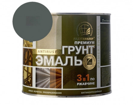 Грунт-эмаль 3в1 СЕРАЯ 1,9кг ускоренной сушки (6шт) Радугамалер Грунт-эмаль 3в1 СЕРАЯ 1,9кг ускоренной сушки (6шт) Радугамалер