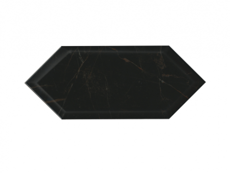 Керамическая плитка 14x34 Келуш грань черный глянцевый 35010