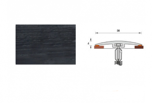 Порог одноуровневый Венге черный 302 (с дюбель-гвоздями) 36мм 0,9м "Идеал"