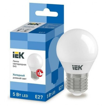 Лампа светодиодная ECO G45 5Вт шар 6500К E27 230В IEK LLE-G45-5-230-65-E27 Лампа светодиодная ECO G45 5Вт шар 6500К E27 230В IEK LLE-G45-5-230-65-E27