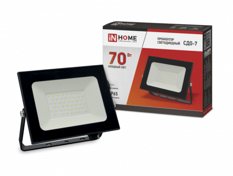 Прожектор светодиодный СДО-7 70Вт 230В 6500К IP65 черный IN НОМЕ