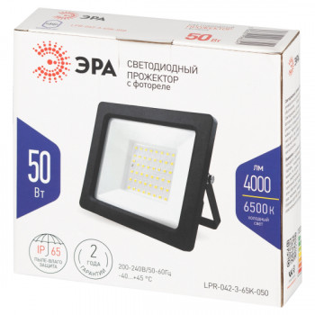 Прожектор светодиодный LPR-042-3-65К-050 50Вт 6500К 4000лм IP65 с встроен. фотореле Эра Б0064410