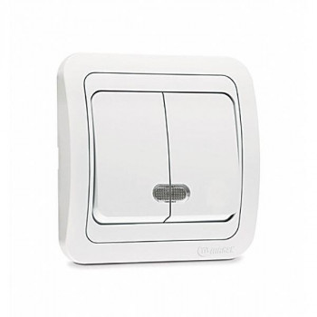 Выключатель 2-кл. СП Mimoza 10А IP20 с подсветкой бел./бел. Makel 12023