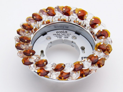 Ecola GX53 Н4 св-к Стекло Круг с хрусталиками прозрачный и янтарь хром 56x120 F053RYECB