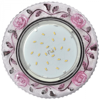 Ecola GX53 Н4 LD7071 св-к Круг "Розы" подсветка 4К Розовый/Хром 35x125 FР53CREFB