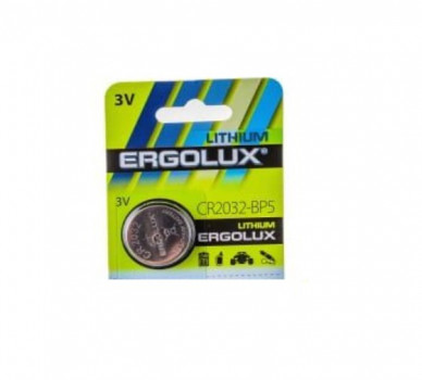 Ergolux.CR2032 BL-5 (CR2032-BP5, батарейка литиевая,3V)
