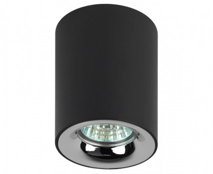 ЭРА св-к накл. спот GU10 MAX35W 220V D80x100мм черный/хром OL1 GU10 ВК/СН 6585