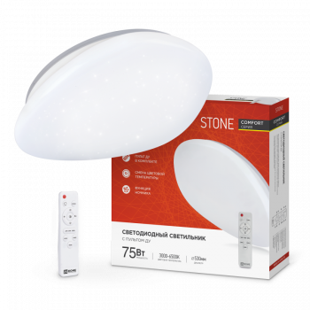 Светильник светодиодный COMFORT STONE 75Вт 230В 3000-6500К 6000Лм 530x105мм с пультом ДУ IN НОМЕ