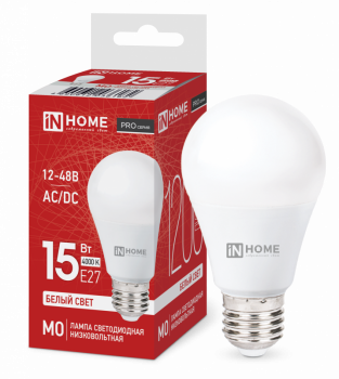 Лампа светодиодная низковольтная LED-MO-PRO 15Вт 12-488 4000К E27 1200лм IN HOME Лампа светодиодная низковольтная LED-MO-PRO 15Вт 12-488 4000К E27 1200лм IN HOME