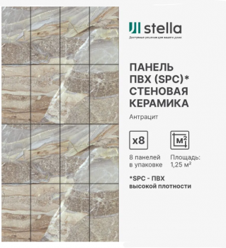 Панель SPC глянец Stella Kerama Антрацит 560*280*2,5мм