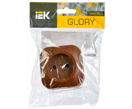 Розетка 1-м ОП GLORY РС20-2-ХД 10А без заземл. дуб IEK ERH10-K24-10