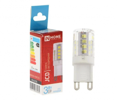 Лампа светодиодная LED-JCD 3Вт 230В G9 6500К 290Лм IN НОМЕ