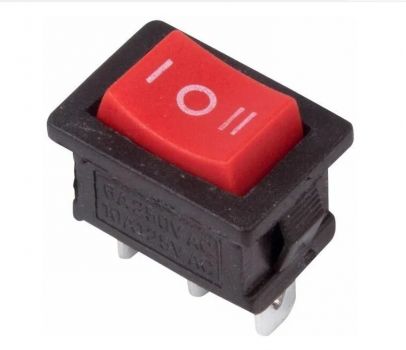 Выключатель клавишный 250V 6А (3с) ON-OFF-ON красный с нейтралью Mini (RWB-205, SC-768) REXANT