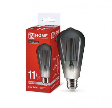Лампа светодиодная LED-ST64-deco smoky 11Вт 230В Е27 4000К 980Лм дымчатая IN НОМЕ