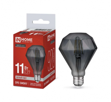 Лампа светодиодная LED-D95-deco smoky 11 Вт 230В Е27 4000К 920Лм бриллиант дымчатая IN НОМЕ