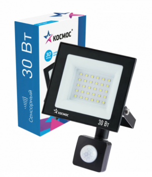 Прожектор светодиодный 30Вт IP65 6500К 2400лм с датчиком движения КОСМОС K PR5 LED 30S