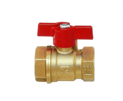 Кран шаровой БАЗ 1/2" В-В бабочка гайка-гайка латунь 11Б 27 п1 Ду 15 А 30/1