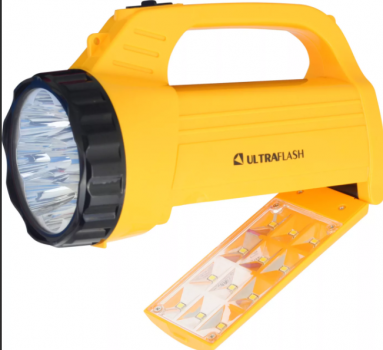 Ultraflash фонарь-прожектор LED3819CSM (акк.4V 0.8Ah) 9св/д+12св/д, желт/пласт, 2 реж, з/у 220V