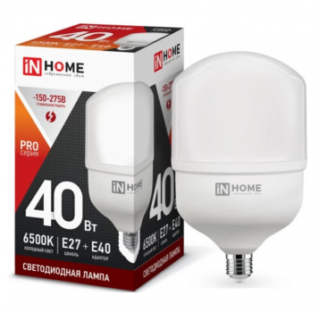 Лампа светодиодная LED-HP-PRO 40Вт 230В 6500К Е27 с адаптером Е40  3600Лм IN НОМЕ