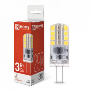 Лампа светодиодная LED-JC 3Вт капсульная прозрачная 4000К нейтр. бел. G4 290лм 12В IN НОМЕ 469061203