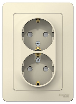 Розетка 2-м СП Blanca 16А IP20 250В с заземл. без защ. шторок беж. SchE BLNRS001027