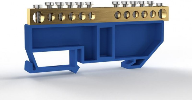 Шина нулевая на DIN-изоляторе 6x9мм 12 отвер. латунь TOKOV ELECTRIC ТКЕ-ВСВ-69-12-DIN/N