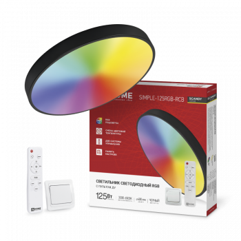 Светильник светодиодный SCANDY SIMPLE-RGB-RCB 125Вт 3000-6500К 10000Лм 400x50мм пульт черный InHome