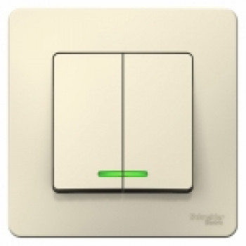 Выключатель 2-кл. СП Blanca 10А IP20 (сх. 5) 250В с подсветкой беж. SchE BLNVS010517