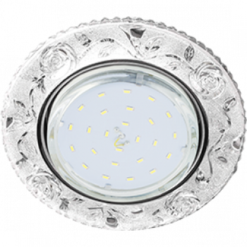 Ecola GX53 Н4 LD7071 св-к Круг "Розы" подсветка 4К Прозрачный/Хром 35x125 FT53CREFB
