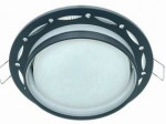 Ecola GX53SP 5375 св-к встраив. СПОТ Точки-полоски по кругу матов. Черны/Алюм 110x52 SP532BECB