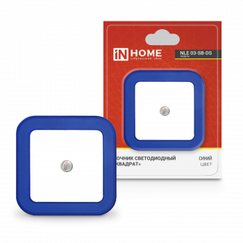 Ночник светодиодный NLE 03-SB-DS КВАДРАТ синий с датчиком освещения 230В IN НОМЕ