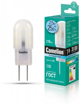 Лампа светодиодная LED2.5-JC-SL/845/G4 2.5Вт капсульная 4500К бел. G4 200лм 12В Camelion 12302 Лампа светодиодная LED2.5-JC-SL/845/G4 2.5Вт капсульная 4500К бел. G4 200лм 12В Camelion 12302