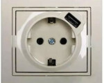Розетка СП 1-гн +USB LEZARD (бежевый, черный, белый)