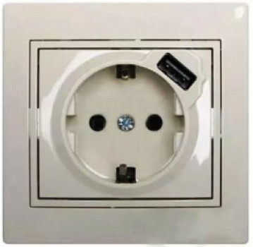 Розетка СП 1-гн +USB LEZARD (бежевый, черный, белый)