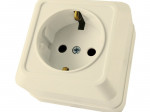 Розетка о/у, 1 гнездо, с/з, 16А, 230В, IP20, слоновая кость, ЛАДОГА SQ1801-0016