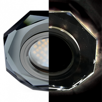 Ecola LD1652 MR16 GU5.3 св-к Стекло 8-угольник подсветка 4К Черный/Черный хром 25x90 SB1652EFF